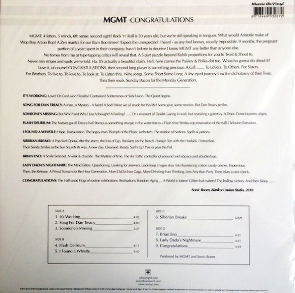 MGMT - Congratulations (180g 2LP) (Back)