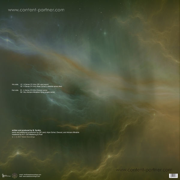 Maps Of Hyperspace - A Sense of Unity (12'' Remixes) (Back)