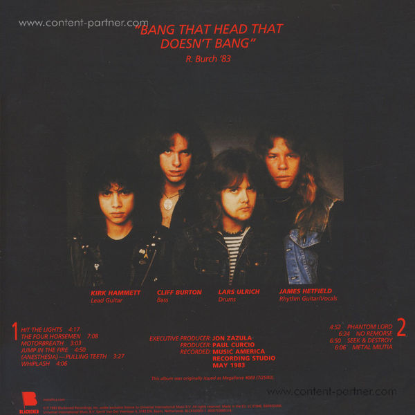 Metallica - Kill 'Em All (Single LP) (Back)