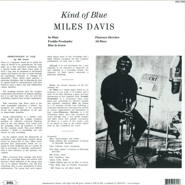 Miles Davis - Kind Of Blue (Back)
