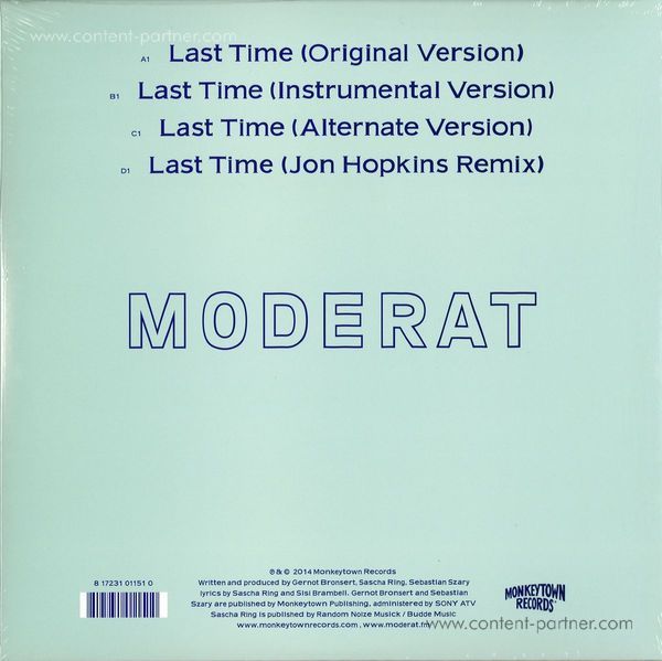 Moderat - Last Time (2x10''/Gatefold) (Back)