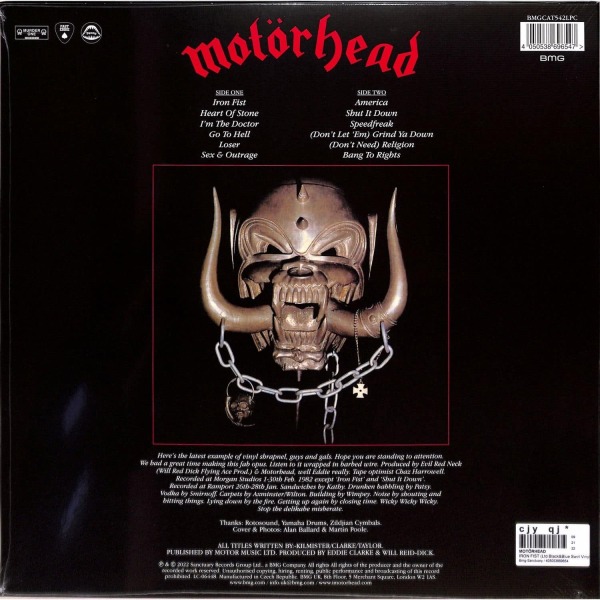 Motörhead - IRON FIST (BLACK/BLUE SWIRL COLORED 40TH ANNIV.) (Back)