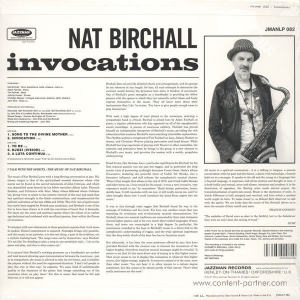 Nat Birchall - Invocations (Back)