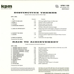 Nick Ingman - Distinctive Themes/Race To Achievement LP (2018) (Back)