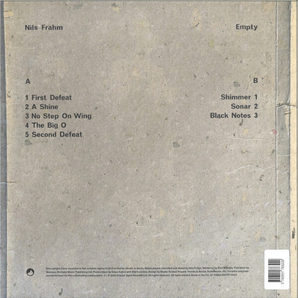 Nils Frahm - Empty (Vinyl LP) (Back)