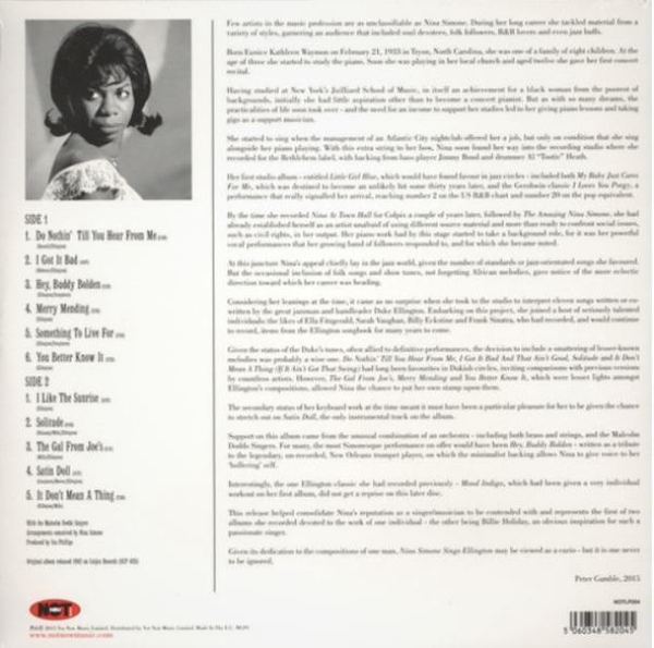 Nina Simone - Sings Duke Ellington (Ltd. Coloured LP reissue) (Back)