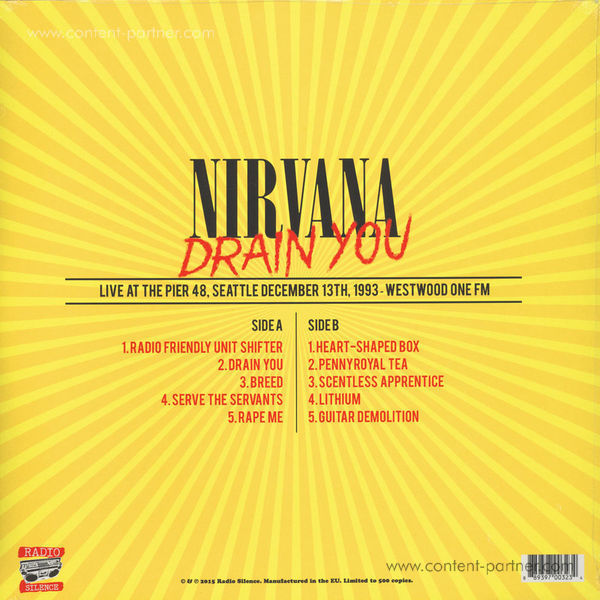 Nirvana - Drain You: Live At The Pier 48, Seatlte (Back)