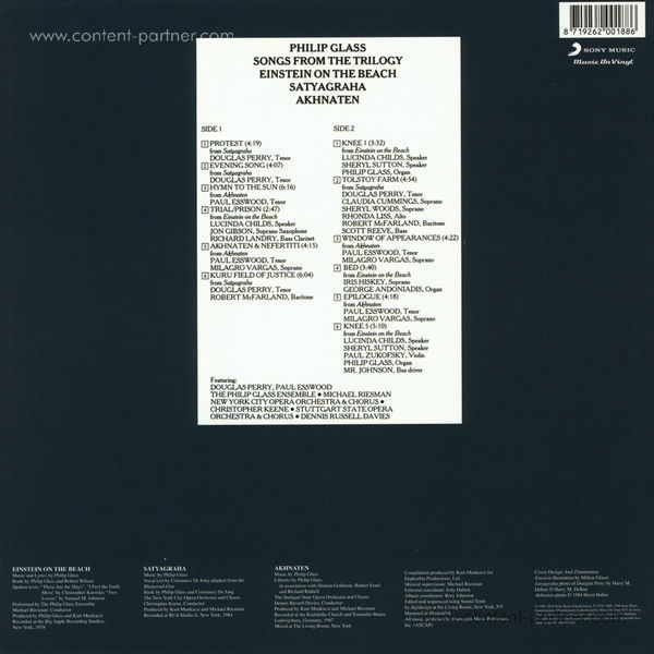 Philip Glass - Songs From The Trilogy (LP) (Back)