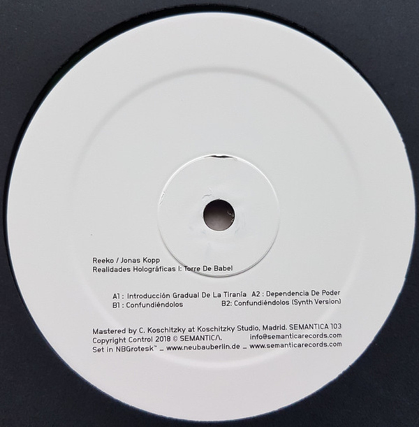 Reeko / Jonas Kopp - Realidades Holograficas I: Torre De Babel (Back)