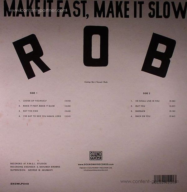 Rob - Make It Fast, Make It Slow (LP + MP3) (Back)