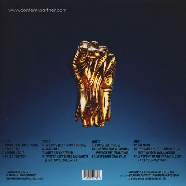 Run The Jewels (El-P & Killer Mike) - Run The Jewels 3 (Back)
