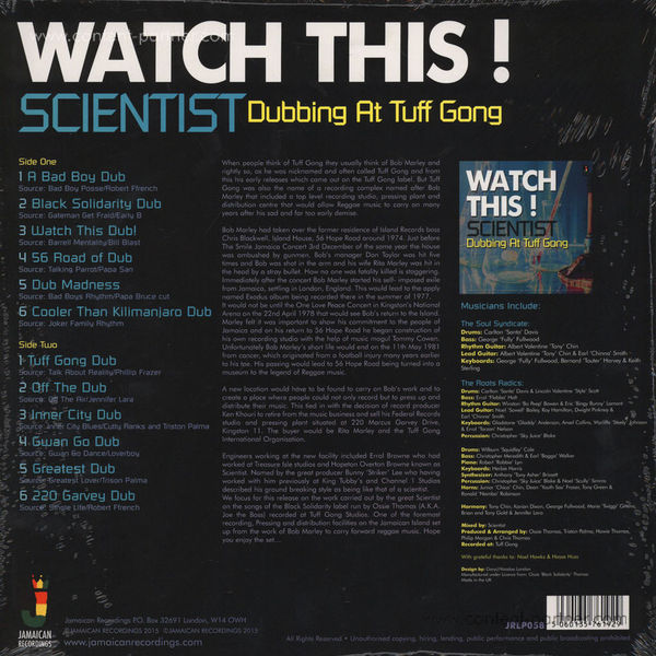 Scientist - Watch This Dubbing At Tuff Gong (Back)