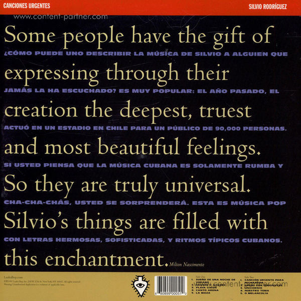 Silvio Rodriguez - Los grandes exitos (LP) (Back)