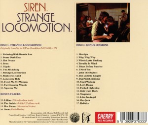 Siren - Strange Locomotion (Deluxe 2CD Edition) (Back)