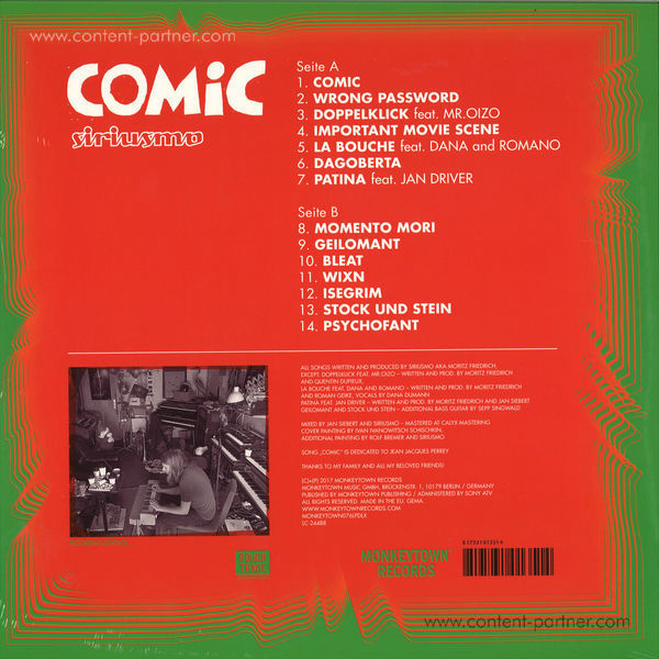 Siriusmo - Comic (Ltd. Dark Green Vinyl LP+MP3+Poster) (Back)
