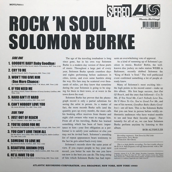 Solomon Burke - Rock 'N Soul (180g LP) (Back)