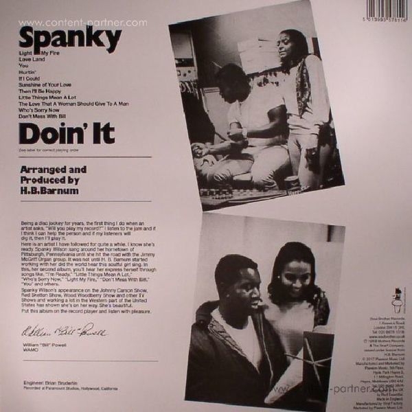 Spanky Wilson - Doin' It (180g LP Reissue) (Back)