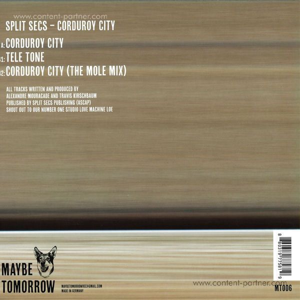 Split Secs - Corduroy City (Back)