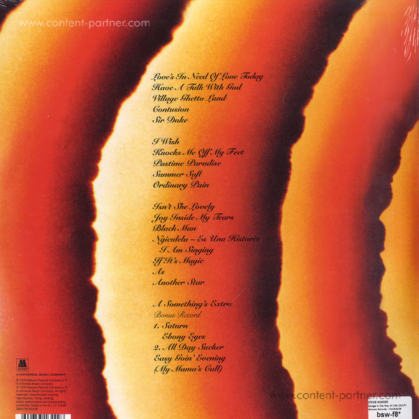 Stevie Wonder - Songs In The Key Of Life (3LP Reissue) (Back)
