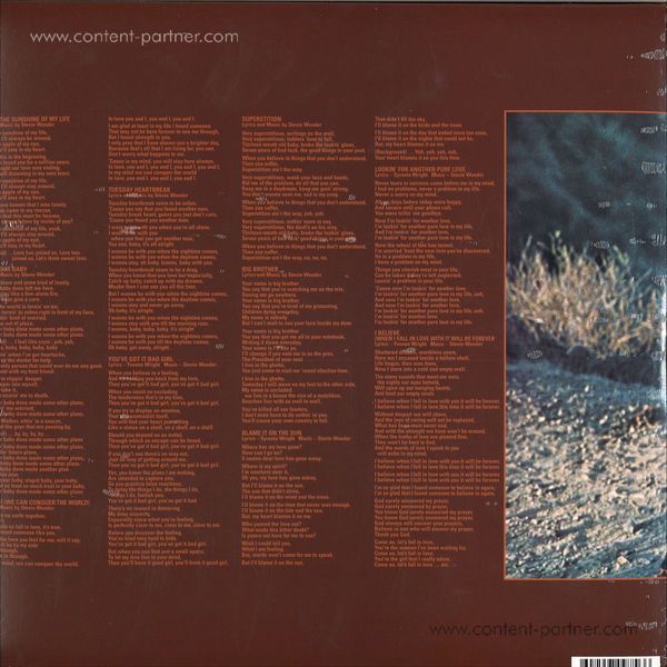Stevie Wonder - Talking Book (LP) (Back)