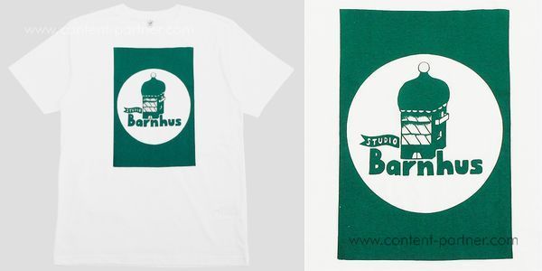 Studio Barnhaus T-shirt - White With Green Print On Front- Size S (Back)