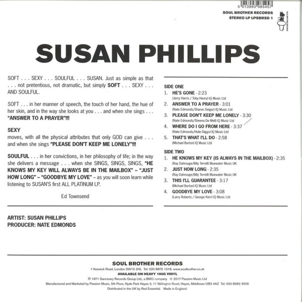 Susan Phillips - Soft Sexy Soul (LP Reissue) (Back)