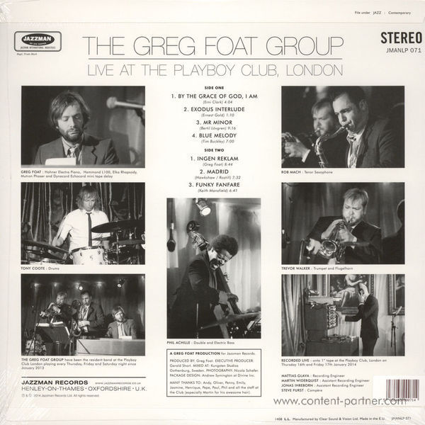 The Greg Foat Group - Live At The Playboy Club, London (Back)
