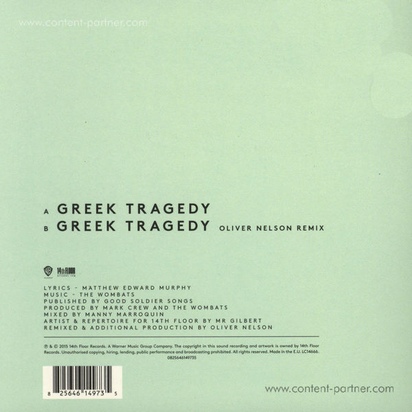 The Wombats - Greek Tragedy (RSD 2015 OFFERS) (Back)