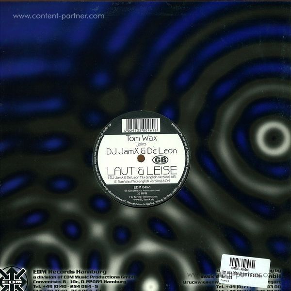 Tom Wax joins DJ JamX & De Leon* - Laut & Leise (Back)