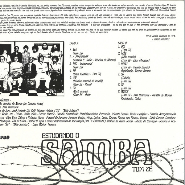 Tom Ze - Estudando O Samba (Reissue 2019) (Back)
