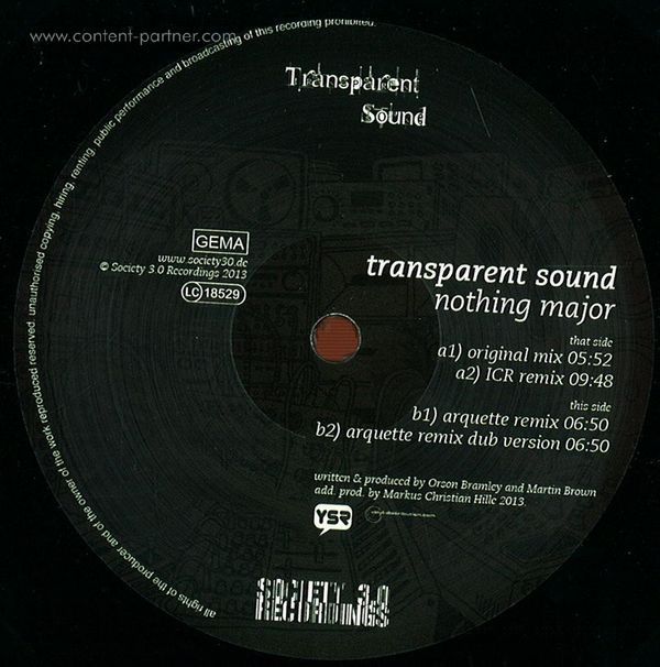Transparent Sound - Nothing Major (ICR & Arquette Remixes) (Back)
