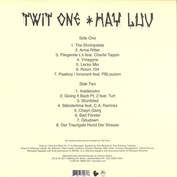 Twit One - Hay Luv (LP) (Back)