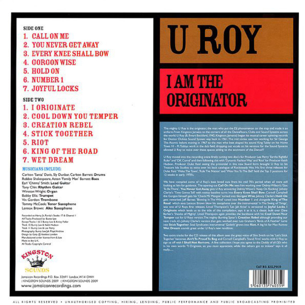 U Roy - I Am The Originator (Back)