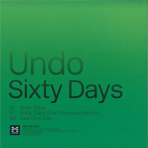Undo - Sixty Days (incl. Fort Romeau Remix) (Back)