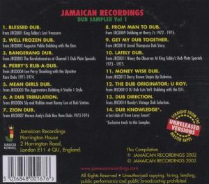 VARIOUS - Jamaican Recordings-Dub Sampler 1 (Back)