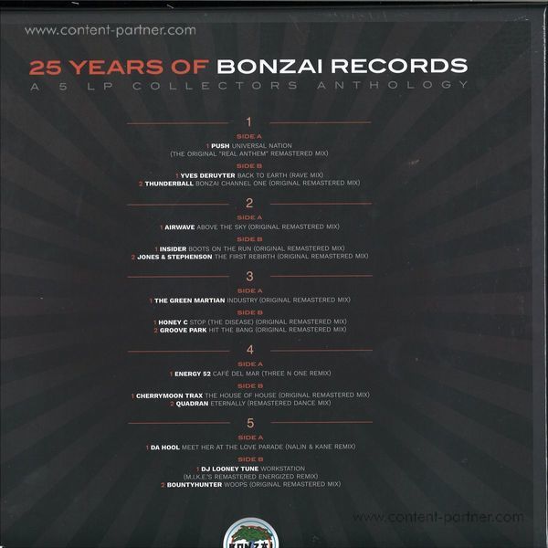 Various Artists - 25 Years Of Bonzai Records 5lp Boxset (Back)