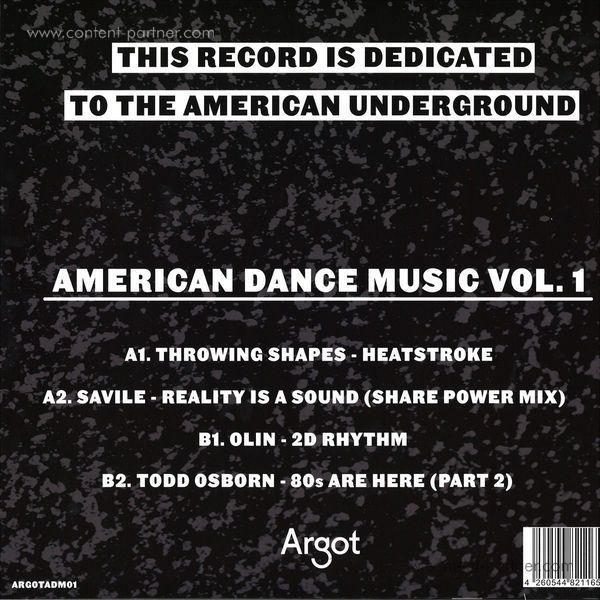 Various Artists - American Dance Music Vol. 1 (Back)