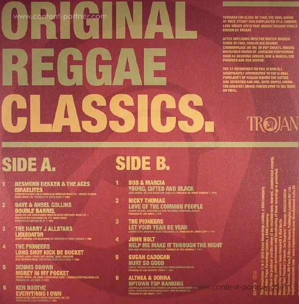 Various Artists - Trojan - Original Reggae Classics (LP, 180g) (Back)