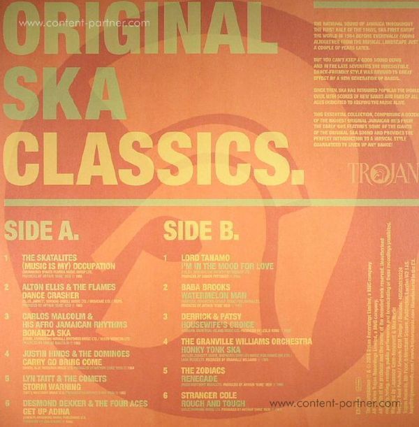 Various Artists - Trojan - Original Ska Classics (LP, 180g) (Back)