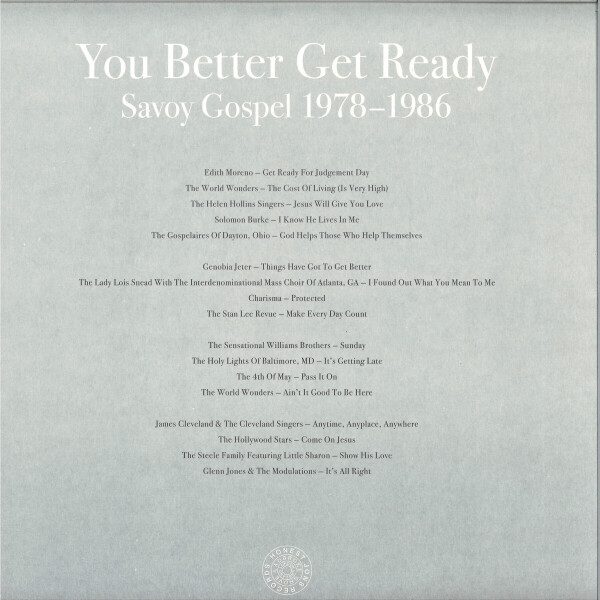 Various Artists - You Better Get Ready: Savoy Gospel 1978-1986 (Back)