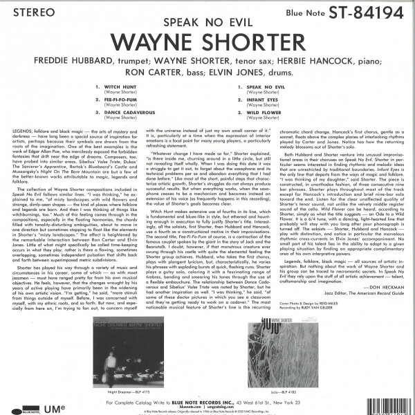 Wayne Shorter - Speak No Evil (Reissue) (Back)