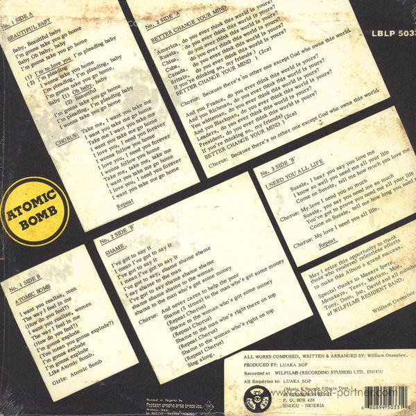 William Onyeabor - Atomic Bomb (Re-Issue) (Back)