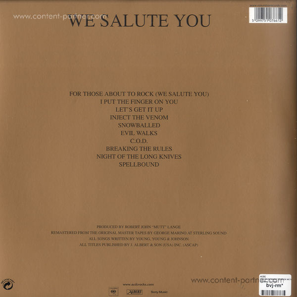 ac/dc - for those about to rock we salute you (Back)