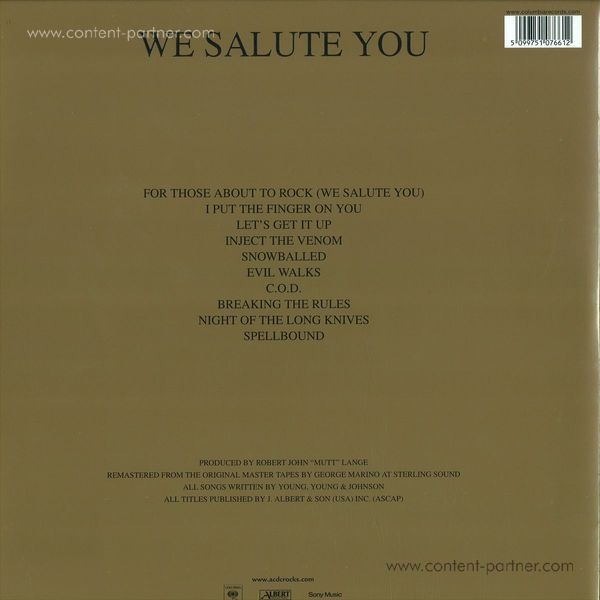 ac/dc - for those about to rock (we salute you) (Back)