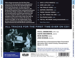 brubeck,dave quartet/desmond,paul - pennsylvania state university 1955 (Back)