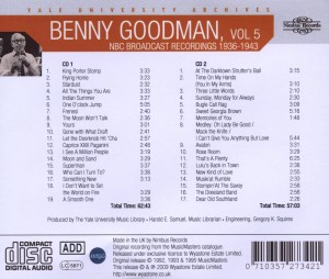 goodman,benny - the yale university archives vol.5 (Back)