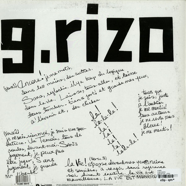 g.rizo - je me mentis (Back)