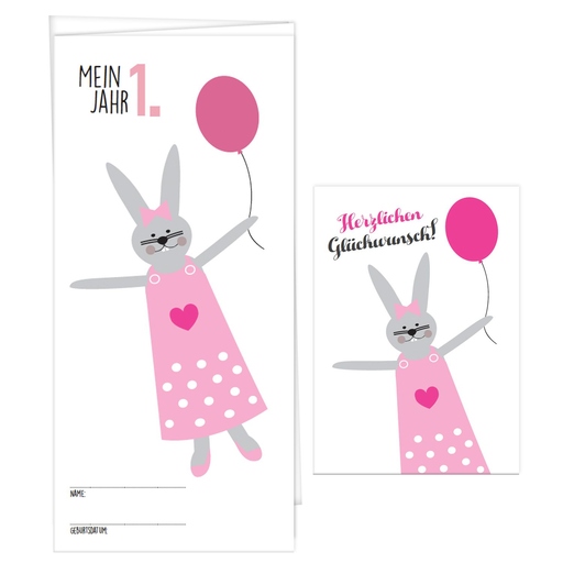 Babykalender "Mein erstes Jahr" für Mädchen (Hase)