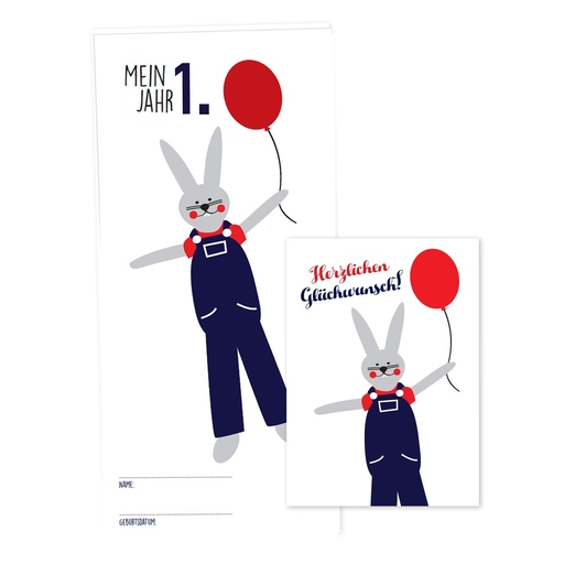 Babykalender "Mein erstes Jahr" für Jungen (Hase)