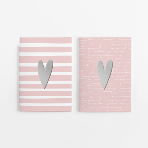 Lisa Wirth - Lisa Wirth - 2er Set Notizheft A5  in rosa mit 2 Herz-Motiven